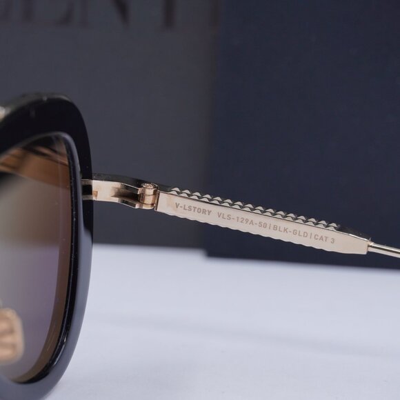 Valentino V-LSTORY VLS-129A Aviator Sunglasses - Shiny Black/Grey - Picture 7 of 9